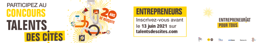 Visuel et logo du concours Talents des Cités 2021 appel à candidature
